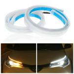 A4s Automotive and Accessories Yellow and Clear Ultra Fine DRL Daytime Running Universal Car Flexible LED Light Strip Set of 2