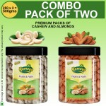 HAMAYA California Almond and Cashew W320 | 500g combo pack (2 X 250g) |100% Natural | Healthy and pure | Vegan | Snacking Bliss