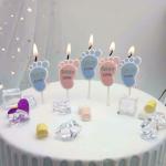 AMFIN (Pack of 5) Baby Shower Candles for Decoration Foot Print Candle- Pink & Blue