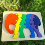 Hawbeez Elephant Puzzle Tray/Puzzle Toys/Wooden Puzzle Games/Problem Solving Skills Toy/Kids Toys/Elephant Toys/Puzzles