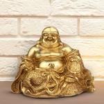 ARTVARKO Handmade Brass Feng Shui Happy Man Laughing Buddha Sitting Idol - 10.2 cm