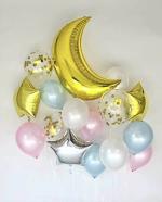 Grand Shop Gold, Silver Pearl, Silver, Foil Moon Foil Balloon, Star Foil Balloons, Latex Balloons