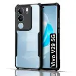 SROCK Vivo V29 5G, V29 Pro 5G Cover | Camera Protection Shockproof Bumper-Edge | Acrylic Crystal Clear 360 Degree Protection TPU+PC | Transparent Eagle Back Case Cover (Black)