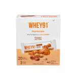 Whey91 Protein Bar 20g Protein, 3g Fiber, No Added Sugar Pack of 6 bars -390g (Peanut Butter)