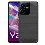 SROCK Vivo Y22, Vivo Y22s Back Case Cover |Hybrid Shock Proof | Matte Finish | Hybrid Carbon Silicon | Flexible | Soft Back Case Cover for Vivo Y22, Vivo Y22s- Black