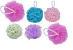 KitchenFest Bath Sponge Round Loofah High Lather Cleansing For Men & Women - Multicolor (Pack of 6)