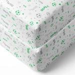 Bacati Green/Grey Soccerball Muslin Crib Sheets 0 - 24 M (132 cm x 71 cm) Pack Of 2