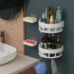 Yixty Bathroom Rack Shelf Soap Stand Holder (2 Triangle Shelves, 2 Soap Dish with 4 Hook)