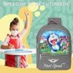 Next Speed Kids Doraemon School Bag for Boys & Girls, Waterproof School Bag, 18 L (Grey)