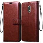 Tingtong Vintage Leather Finish Flip Cover for Motorola Moto E3 Power | Inside Pockets & Inbuilt Stand | Wallet Style Back Case | Magnet Closure (Brown)