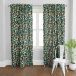 TailoringIndia Digital Orange Fruit and Leaf Design Printed Green Colour Curtains for Windows, Doors, and Extra-Long Doorways - Elegance Redefined, Set of 1,pcs (Door - 7ft)