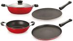 Nirlon 4 pcs of Red and Black Non-stick Chemical Free Kitchen Cooking Utensil Combo Set, Standard