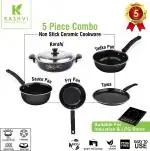 Kashvi Essentials Induction Bottom Non-Stick Coated Cookware Set (Aluminium, 6 Piece)