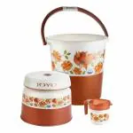 Joyo Dream Homes Deluxe Jumbo Round Printed Bathroom Set of 3 (Brown)