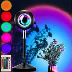 CHAKAM Projector 16 Colors Sunset Lamp with Led Lights/Desk Lamp, Rainbow Night Light 360 Degree Rotation Romantic Sunlight with Remote