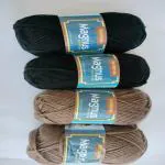 vardhman knitting yarn magnus yarn (Pack of 4 balls - each ball -100 gm, total 400 gm) 2 BLACK & 2 BROWN colour