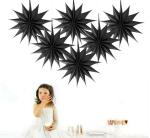 AMFIN(Pack 0f 6 ) Black Paper Fans for Decoration Birthday Party , Paper Fan Black , Paper Fan Decor , Paper Fan Hanging - Black