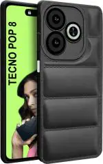 Fashionury Back Cover for Tecno Pop 8 (Black, Camera Bump Protector, Pack of: 1)