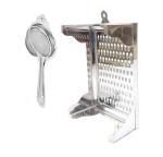 FIRST FRONT Stainless Steel Tea Strainer With Stainless Steel Cheese & Vegetable Grater Kaddu Kash Supreme Amrapali Grater & Multicolour, (Pack of 2)