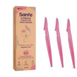 Sanfe Reusable Eyebrow Touch Up Hair Removing Face Razor For Women - Pack of 3 | Instant & Painless Hair Removal |Suitable For Eyebrow, Upper lip, Chin |Peach Fuzz | Stainless Steel Blade & Firm Grip