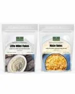 GOODNESS FARM Sprouted Millet Poha/ Flakes 400 gms x 2- Combo| Little Millet Flakes| Maize Flakes