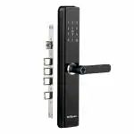 NEXMOT Ultra Smart Digital Door Lock with Fingerprint, Bluetooth, Mobile App, OTP, PIN, RFID Card and Manual Key Access for Wooden Doors (NX Ultra Black) (Bluetooth)
