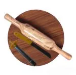 BUYER BROSS Wooden Chakla Belan Rolling Pin Board, Roti Maker | Combo - Gas Lighter, Knife
