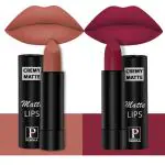 PERPAA Creamy Matte Lipstick Combo Set Of 2 Bright Long Stay Intense Color 3.5gm Each|Caramel,Candy Pink