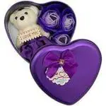 DAILY FEST Artificial Flower, Soft Toy HEART SHAPE PURPLE COLOUR BOX Gift Set