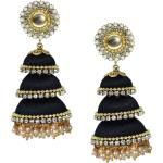 SANJ JEWELRY FASHION Three Step Silk Thread Earrings Jhumki For Women Hook Dangle Silk Dori Jhumka Earrings For Girls Beads Earring Set
