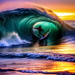 Love Creation A4 Size poster print for creative wall art- sunset-surf-session-9849( Sticker)