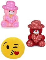 Kashish Trading Company soft pink dot, red dot with kiss smiley for gift (25-30cm) - 30 cm (Multicolor)
