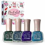 Comy Melody Nail Polish Set Of 4 ; Toxin-Free |Quick Drying | Glossy Nail Paint For Nail Art 13ML (Blue,Navy Blue,Gray & Green)