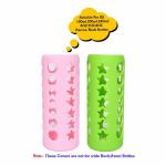 The Little Lookers Baby Feeding Bottle Silicone Warmer Cover/Sleeve Holder/Insulated Protection for Newborns/Infants/Babies (Pink & Green, 240 Ml)