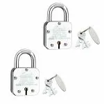 Link Atoot 55mm Lock | 2 Lakhs Key Combinations | Hardened Shackle | 8 Brass Levers | Each Padlock with 3 Silver Keys and Free Key Chain (Pack of 2) |15 yrs Warranty