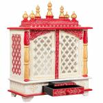 Kamdhenu Art And Craft Red Jali Wood Religious Home Temple