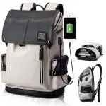 Walkent Ritzy 15.6 inches Waterproof Laptop Bag (White) Hi-Quality PU, Anti Theft Design, External USB, Scratch Resistant