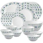 LAOPALA Pack of 27 Opalware Diva Classique Juniper Blue Dinner Set (White, Microwave Safe)