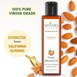 Mystiq Living - Sweet Almond Oil | Badam Rogan Oil | Almond Hair Oil | Almond Oil for Face and Skin | Badam Oil | Cold Pressed, Pure and Natural - 200 ML