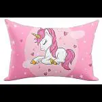 NISHOMES Velvet Cute Unicorn Design Printed Kids Cartoon Pillow/Cushion Fiber Filled Size 12x18 Inches (Pink)