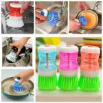 TIMELINE Dish/Washbasin/Sink Cleaning Brush with Liquid Soap Dispenser Multicolor(Pack of 3)