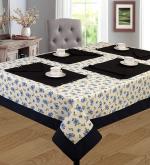 SHADES OF LIFE Blue Floral Cotton 8 Seater Dining Table Cover (60 x 108 inch) (SOL-TAB-031)