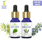 Homeda Tea Tree and Rosemary Essential Oil (200ML each) for Hair Growth, Skin Acne, Face, Body (100% Pure Rosemerry Oil, Natural Teatree, Titri, Rosemarry essinal, Rose mary)