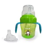 Luvlap Green Banana Time Anti Spill Sippy Cup With Silicone Spout And Straw (6 M) 150 ml