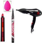 BUYTYA HDA36 Pro Waterproof Sketch Pen Eyeliner, Long Lasting Super Matte 5 in 1 Lipsticks, Beauty Blender Makeup Sponges, Chaoba Professional 2880 Two Speed Hot and Cold Hair Dryer