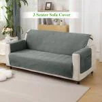 HOKIPO Quilted 3 Seater Sofa Cover Mat with Pockets, Dark Grey