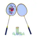 MEGAPLAY MAXX BADMINTON RACKET (2 Racket + 3 Shuttles) SET-COLOR MAY VARY