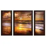 Wens Multicolour Seashore Beauty MDF Framed Wall Art 13.5 x 24 inch (Set of 3)