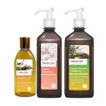 AXIOM REDEFINING AYURVEDA Mukti Gold Combo | Pearly Bodywash 250ml + Hair Oil 200ml + Herbal Hairwash with Conditioner 400ml (Dispencer)