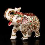 CraftVatika Multicolor Stone Elephant Statue 12.7 x 6.4 cm